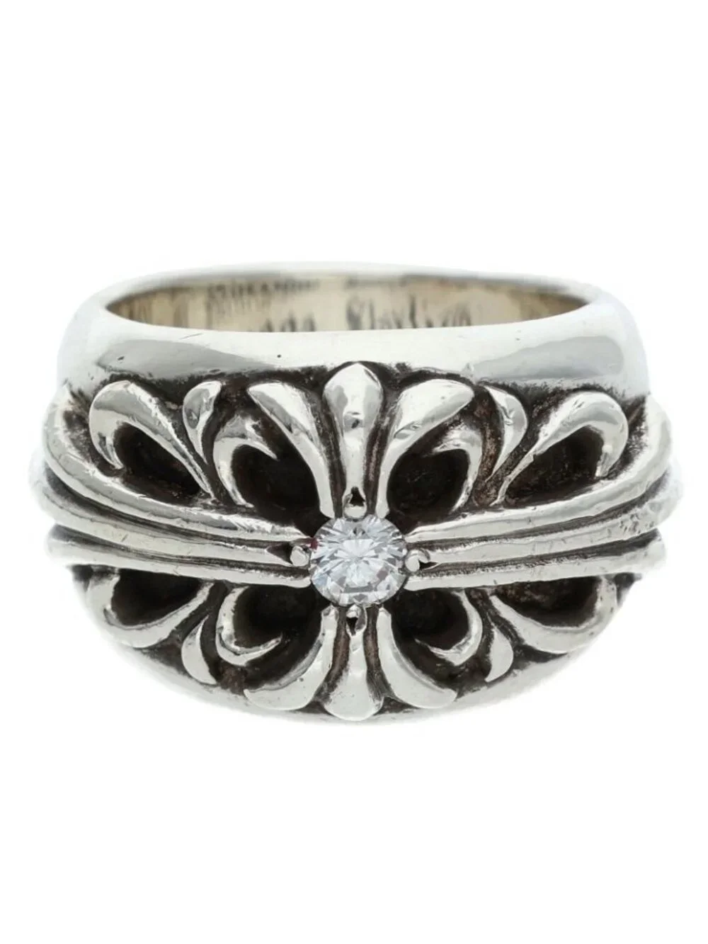 Chrome Hearts Flrl Floral Cross Silver Ring
